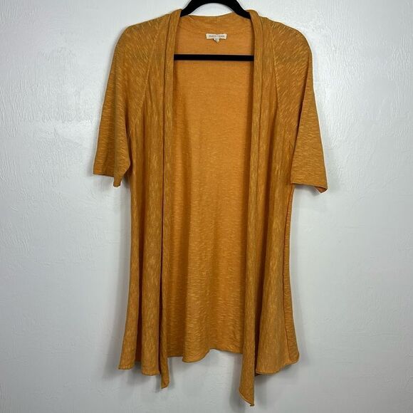 Eileen Fisher Linen Cotton Blend Short Sleeve Open Front Cardigan Duster Size M - Picture 1 of 8